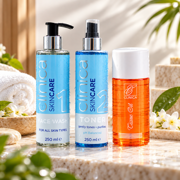 Clinica Face Wash 250ml, Toner 250ml & Tissue Oil 60ml Combo