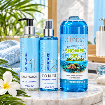 Clinica Face Wash 250ml, Toner 250ml & Tropical Shower Gel Combo