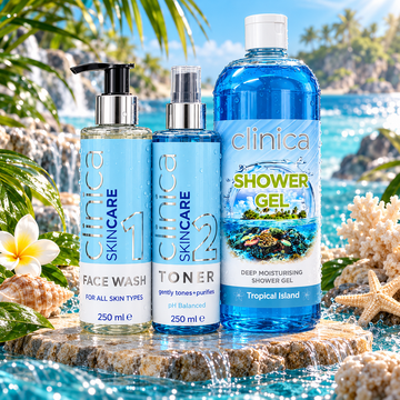 Clinica Face Wash 250ml, Toner 250ml & Tropical Shower Gel Combo