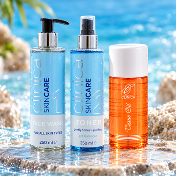Clinica Face Wash 250ml, Toner 250ml & Tissue Oil 60ml Combo