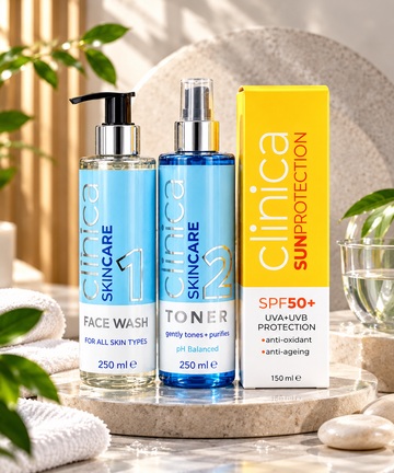 Clinica Complete Skincare Combo | Face Wash + Toner + SPF 50+ Sunscreen